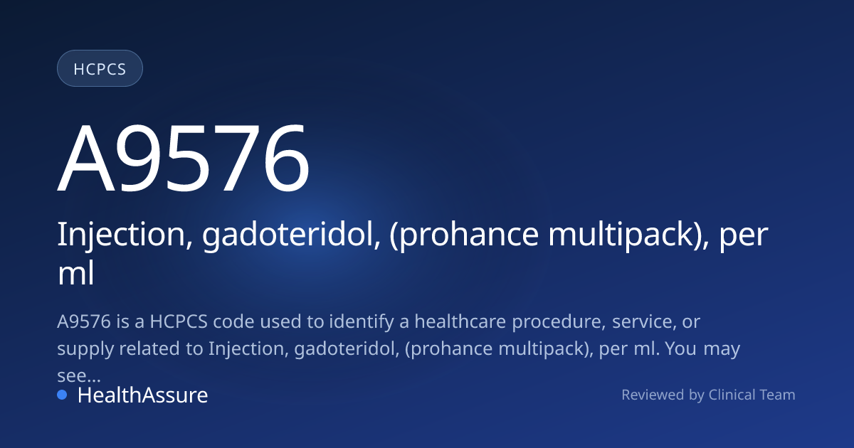 HCPCS Code A9576 | HealthAssure