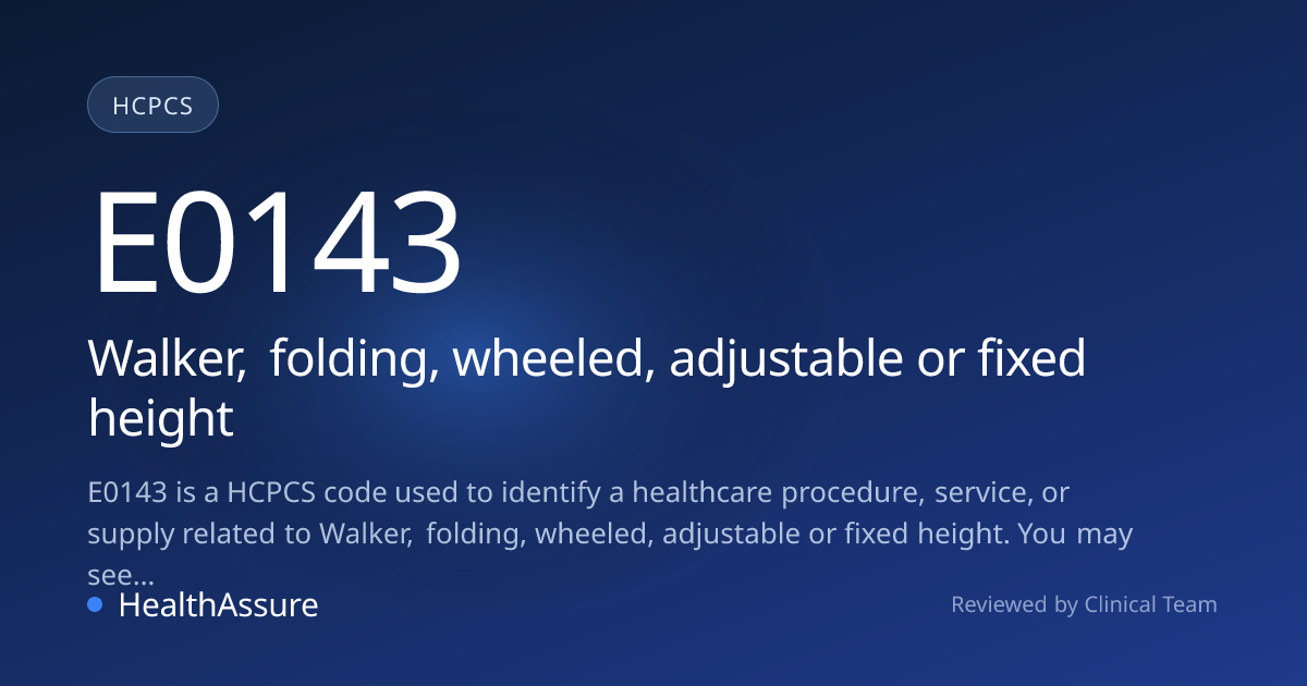 HCPCS Code E0143 | HealthAssure