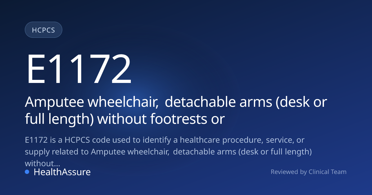 HCPCS Code E1172 | HealthAssure