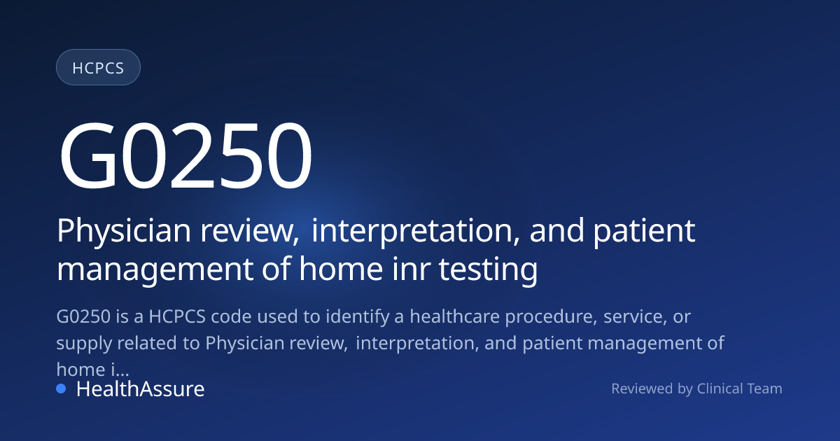 HCPCS Code G0250 | HealthAssure