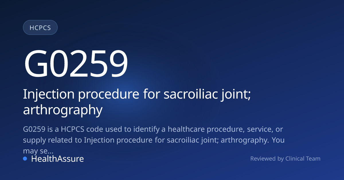 HCPCS Code G0259 | HealthAssure