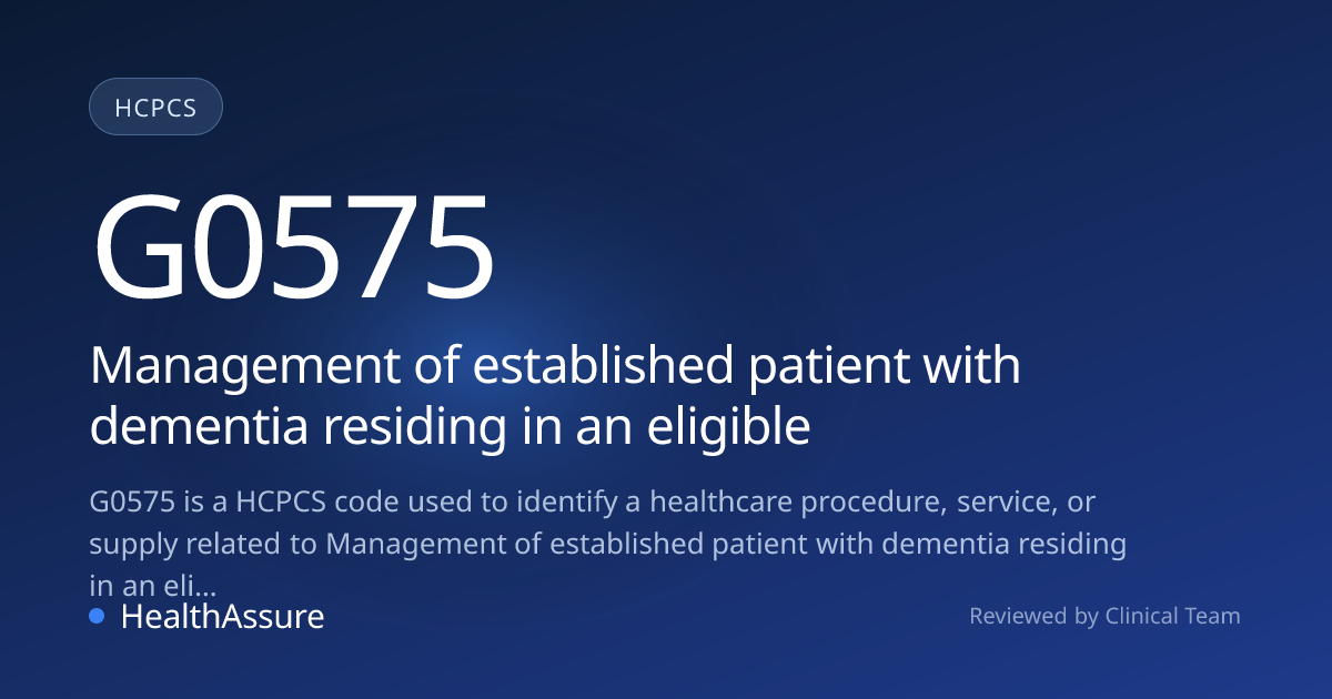 HCPCS Code G0575 | HealthAssure