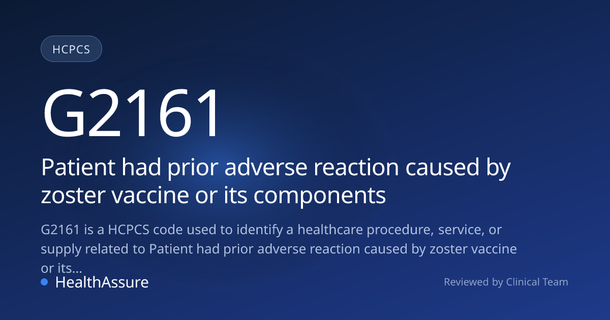 HCPCS Code G2161 | HealthAssure