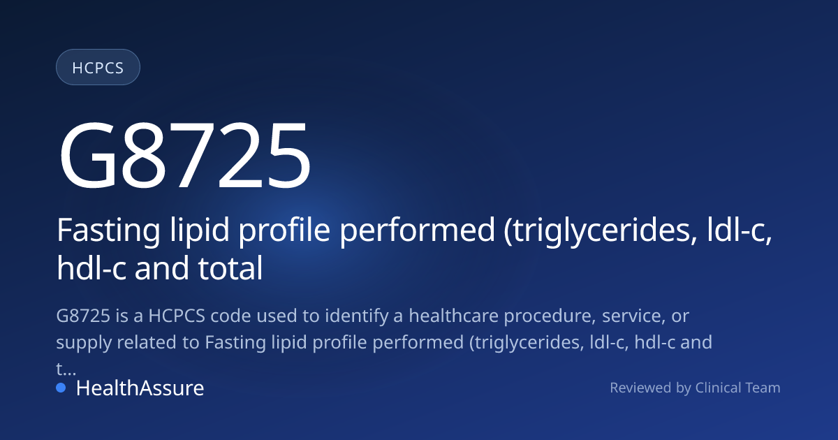 HCPCS Code G8725 | HealthAssure