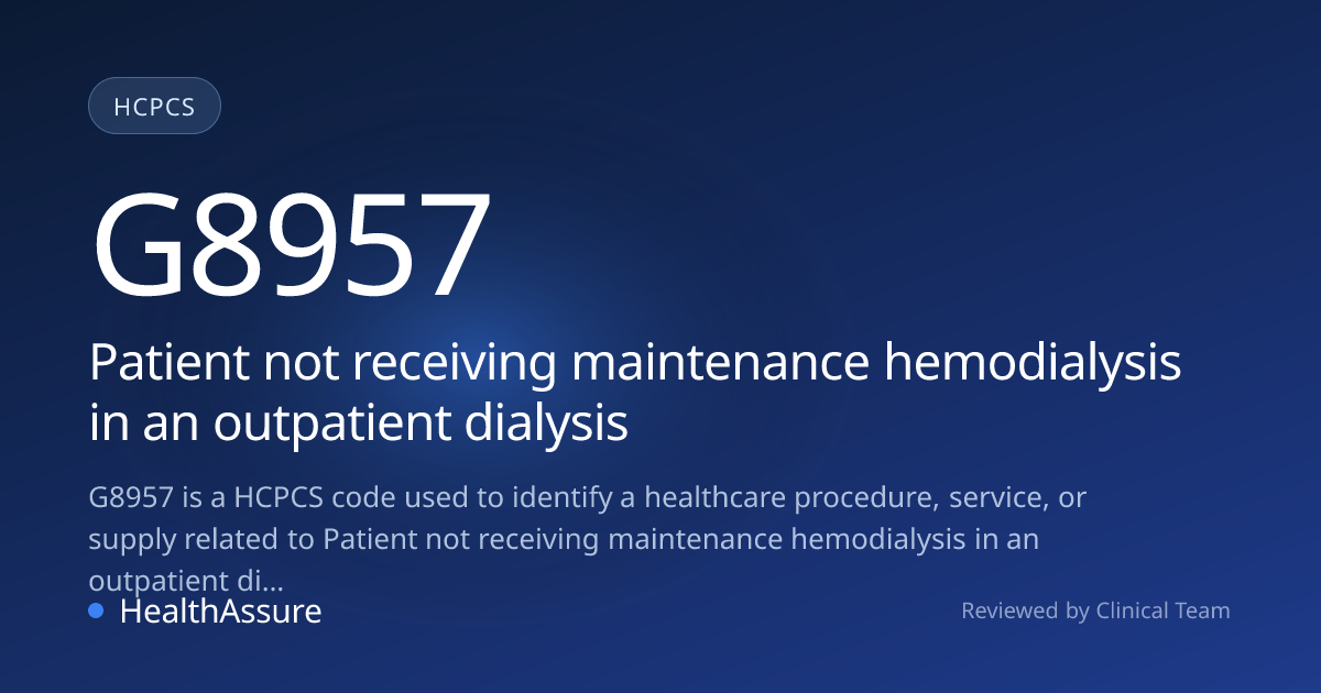 HCPCS Code G8957 | HealthAssure