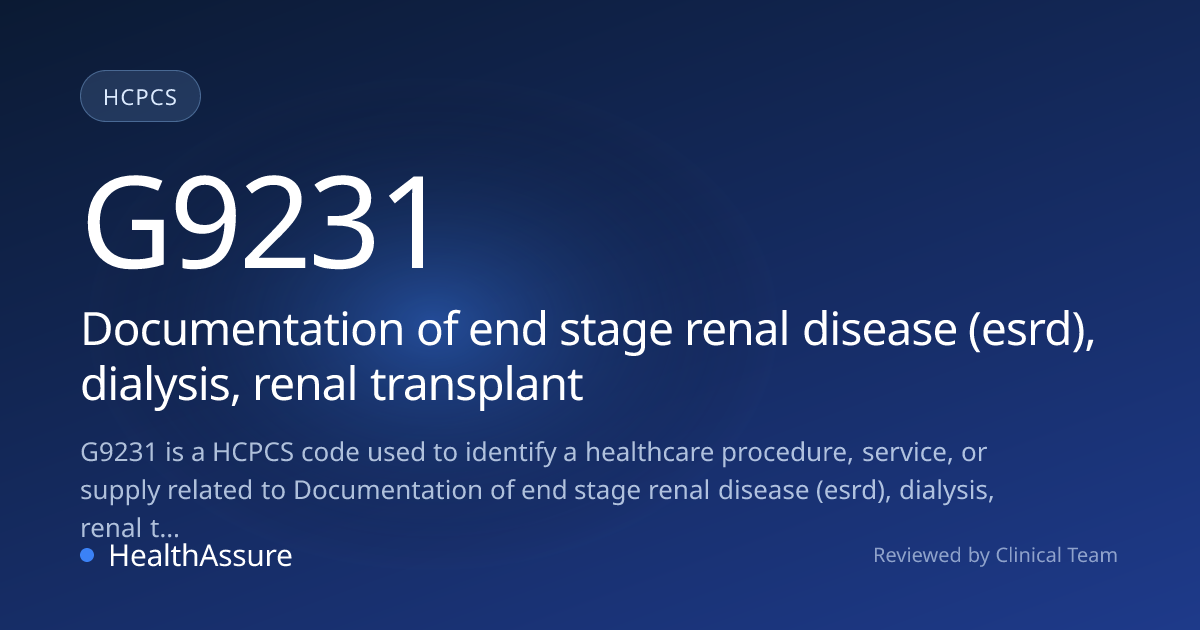 HCPCS Code G9231 | HealthAssure