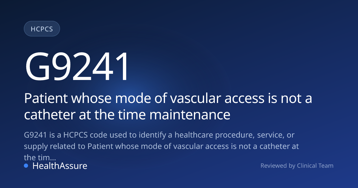 HCPCS Code G9241 | HealthAssure