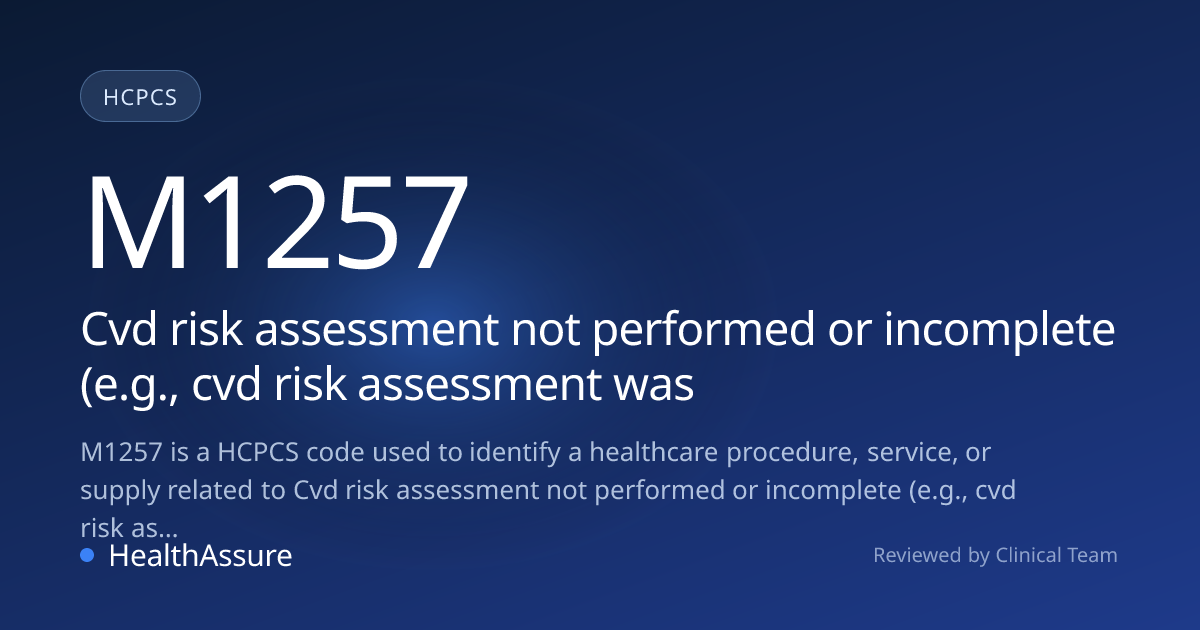 HCPCS Code M1257 | HealthAssure