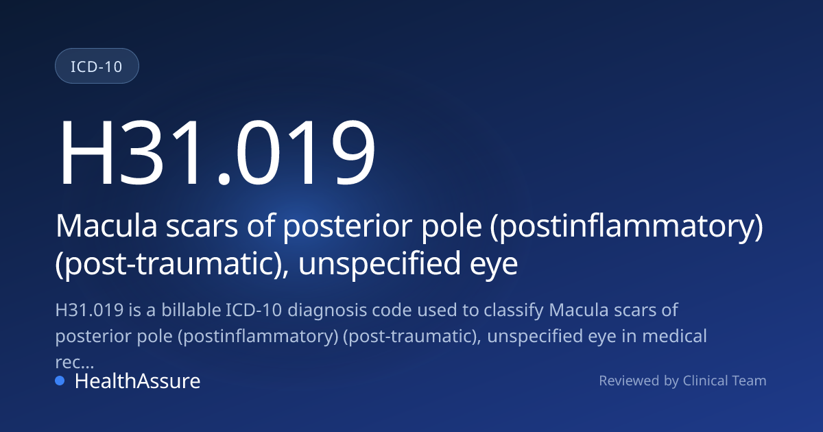 ICD-10 Code H31.019 for Macula scars of posterior pole ...