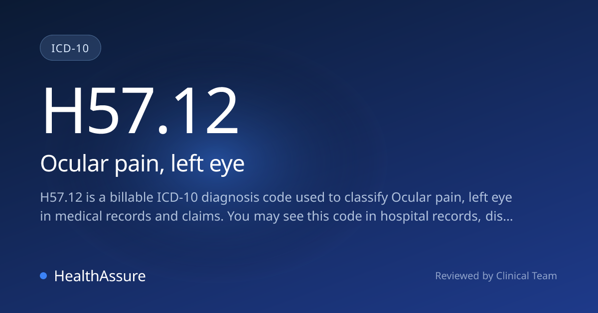 ICD-10 Code H57.12 for Ocular pain, left eye | HealthAssure