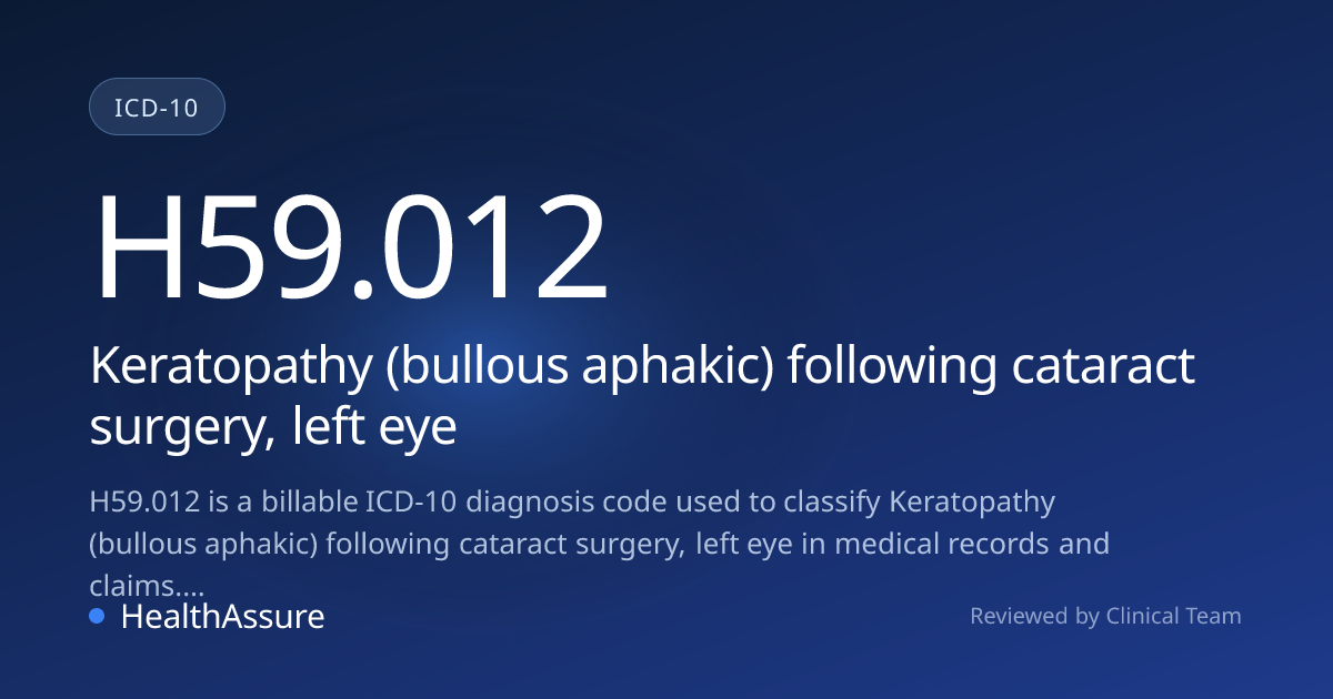 ICD-10 Code H59.012 for Keratopathy (bullous aphakic) following ...
