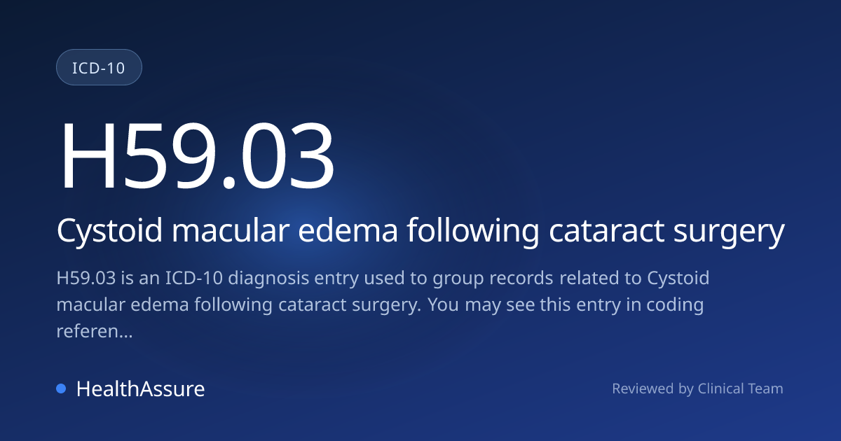 ICD-10 Code H59.03 for Cystoid macular edema following cataract surgery ...