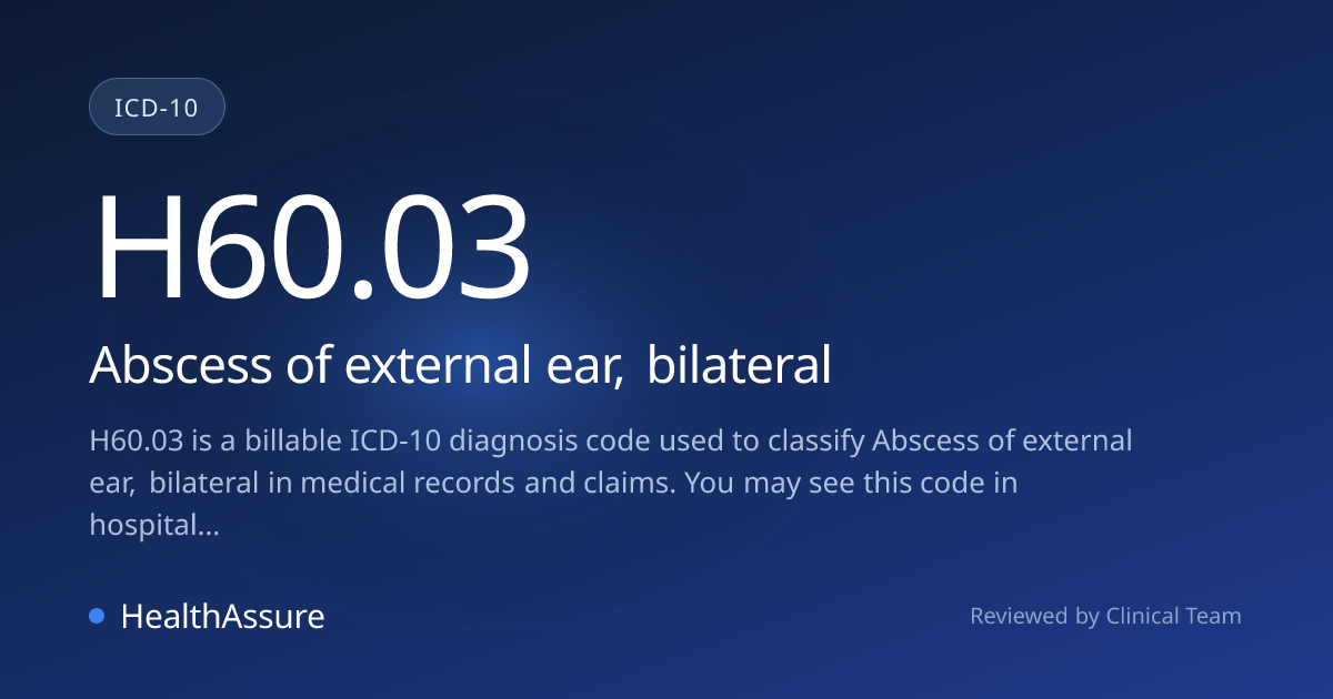 ICD-10 Code H60.03 for Abscess of external ear, bilateral | HealthAssure