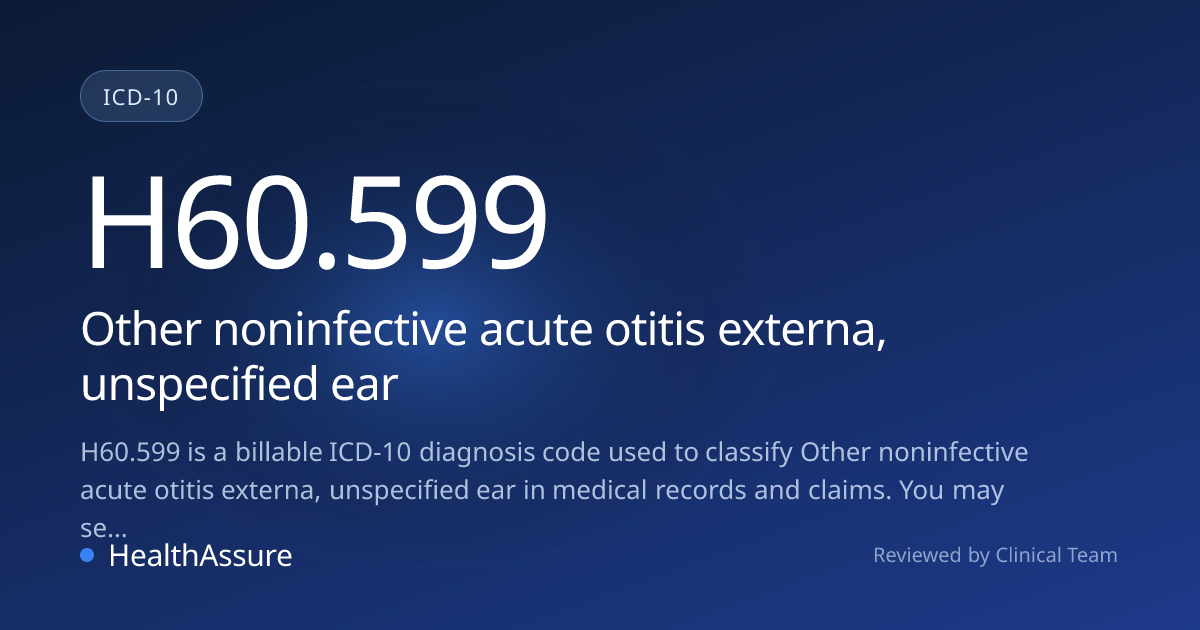 ICD-10 Code H60.599 for Other noninfective acute otitis externa ...