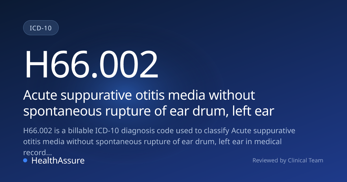 ICD-10 Code H66.002 for Acute suppurative otitis media without ...