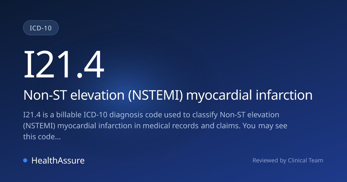 ICD-10 Code I21.4 for Non-ST elevation (NSTEMI) myocardial infarction ...