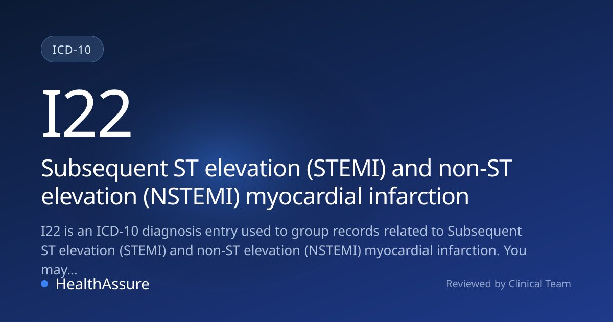 ICD-10 Code I22 for Subsequent ST elevation (STEMI) and non-ST ...