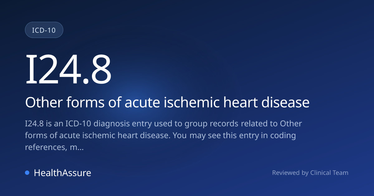 ICD-10 Code I24.8 for Other forms of acute ischemic heart disease ...