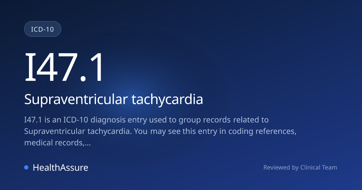 ICD-10 Code I47.1 for Supraventricular tachycardia | HealthAssure