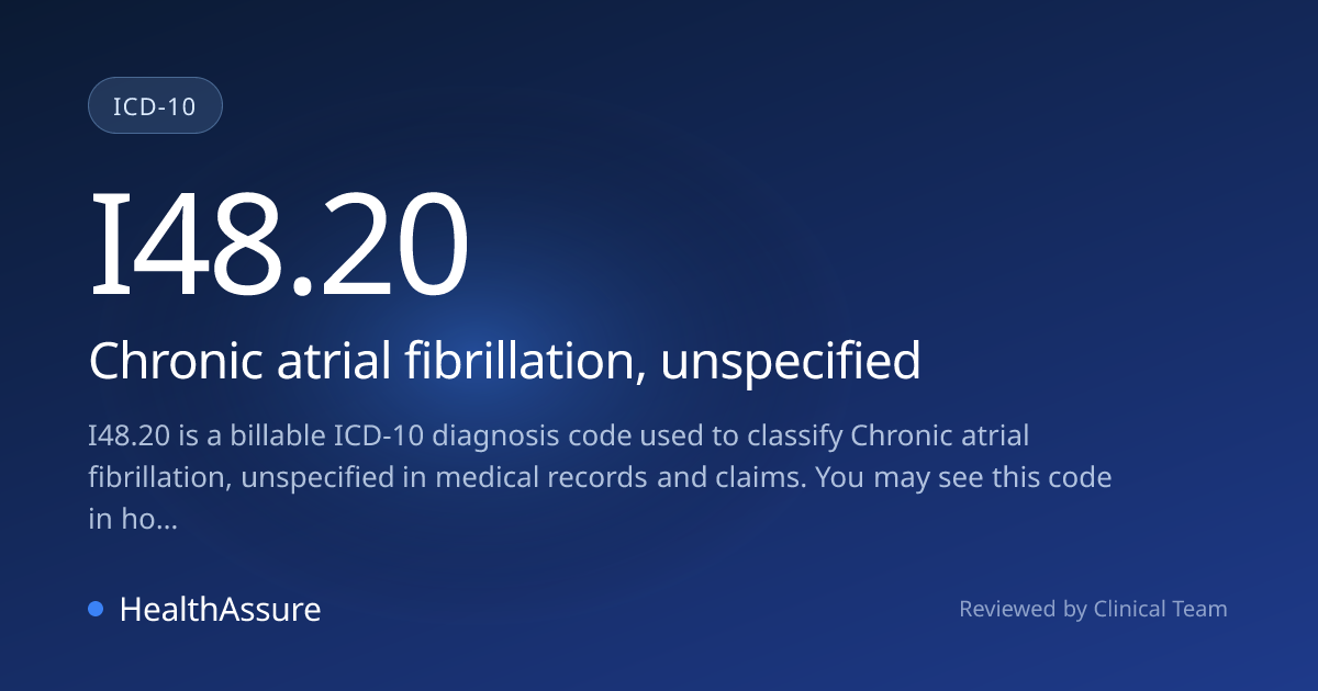 ICD-10 Code I48.20 for Chronic atrial fibrillation, unspecified ...