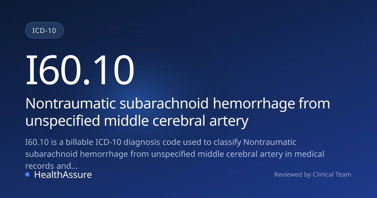 ICD-10 Code I60.10 for Nontraumatic subarachnoid hemorrhage from ...