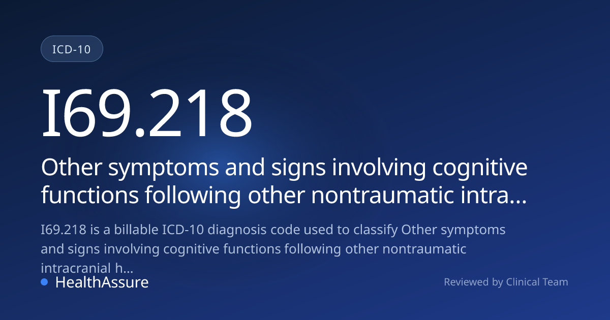 ICD-10 Code I69.218 for Other symptoms and signs involving cognitive ...
