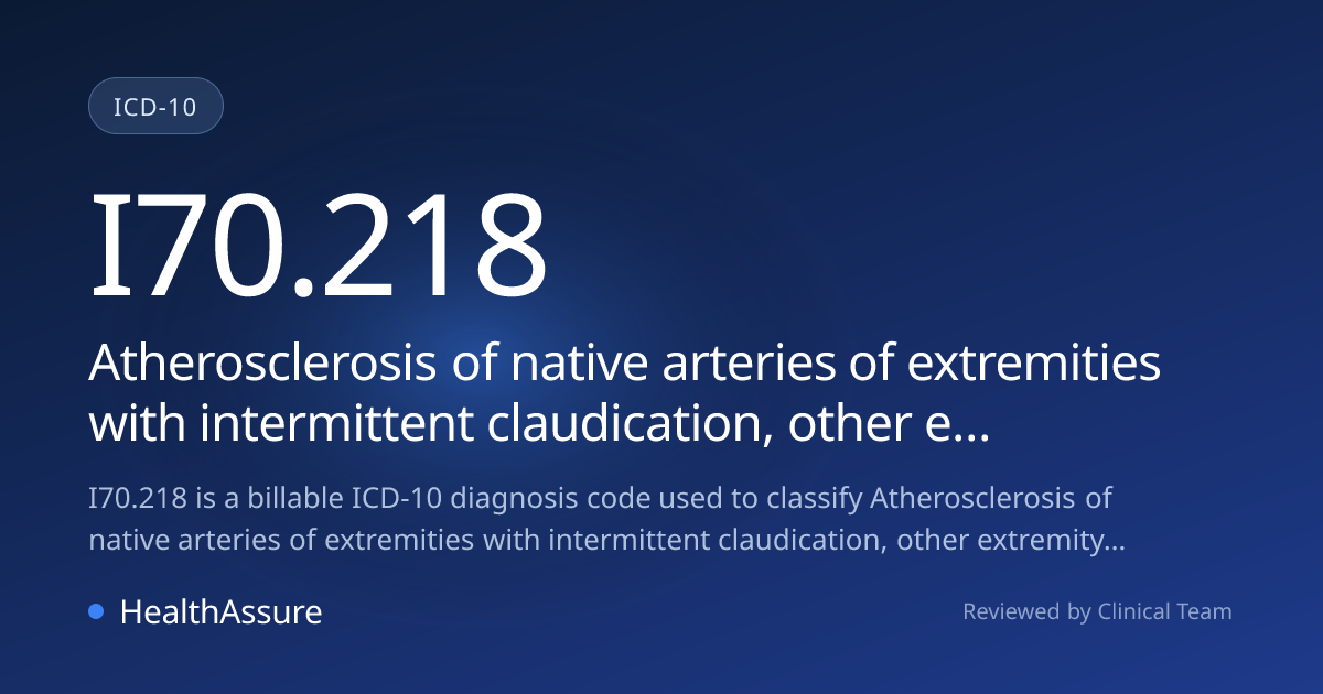 ICD-10 Code I70.218 for Atherosclerosis of native arteries of ...