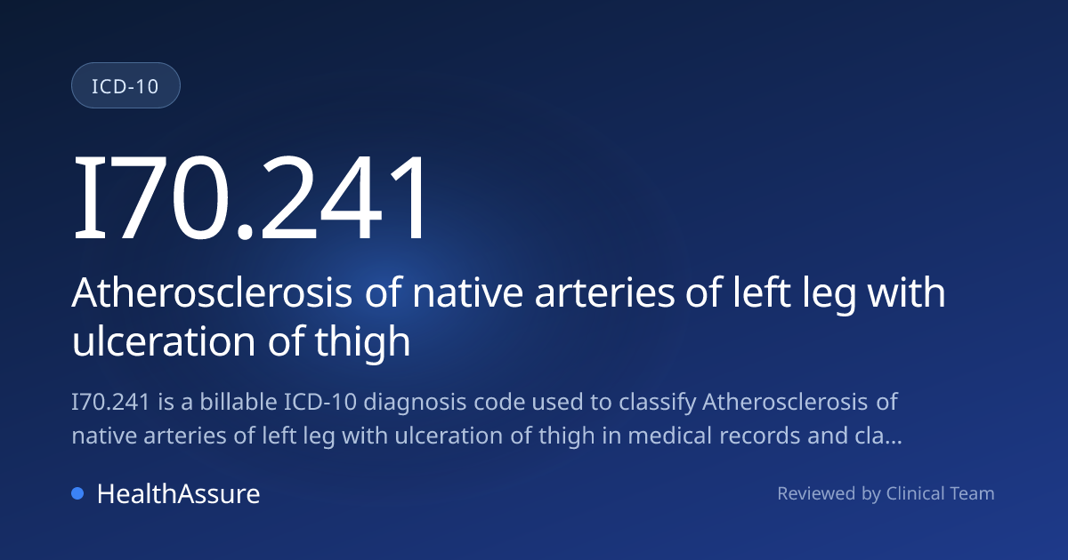 ICD-10 Code I70.241 for Atherosclerosis of native arteries of left leg ...