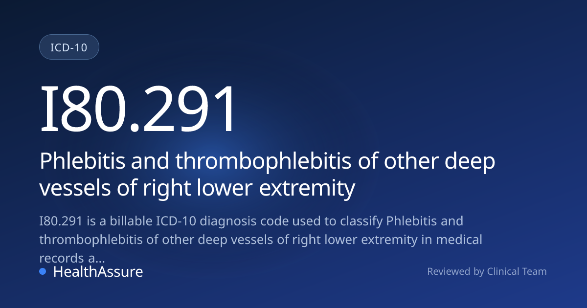 ICD-10 Code I80.291 for Phlebitis and thrombophlebitis of other deep ...
