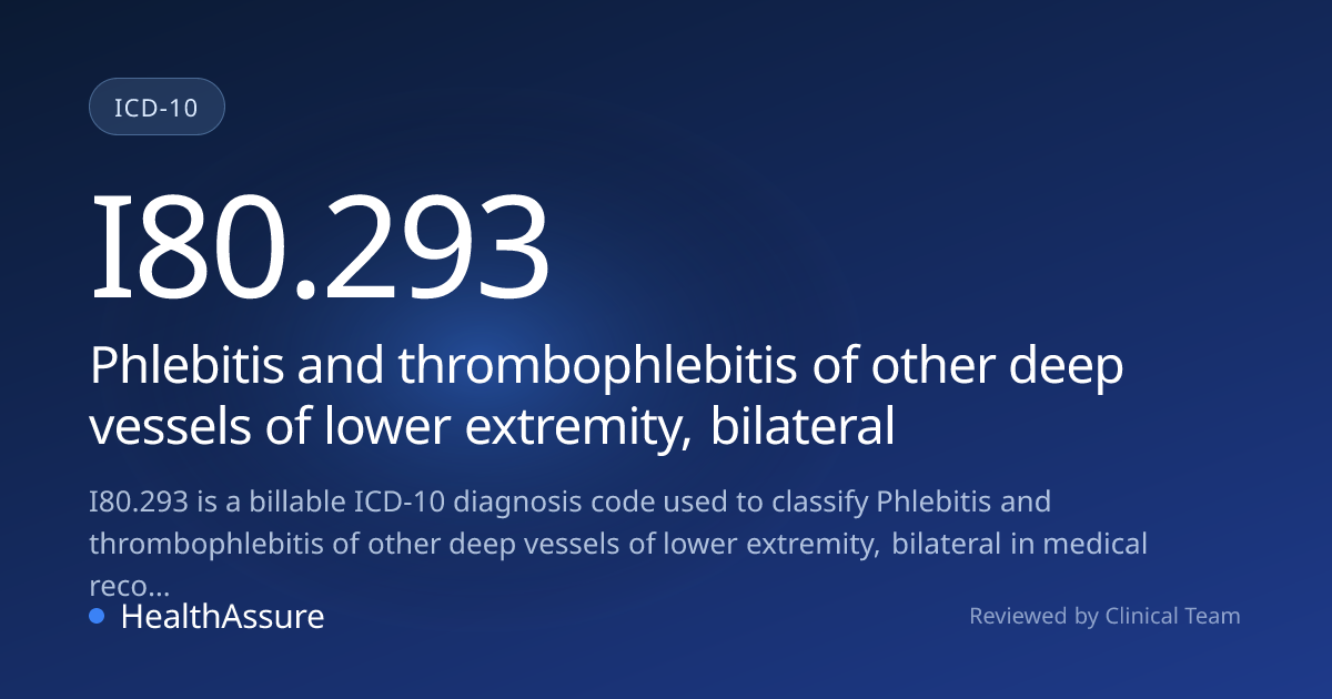 ICD-10 Code I80.293 for Phlebitis and thrombophlebitis of other deep ...