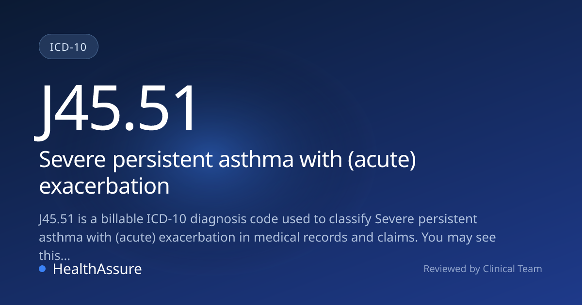 ICD-10 Code J45.51 for Severe persistent asthma with (acute ...
