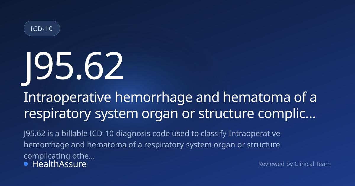 ICD-10 Code J95.62 for Intraoperative hemorrhage and hematoma of a ...