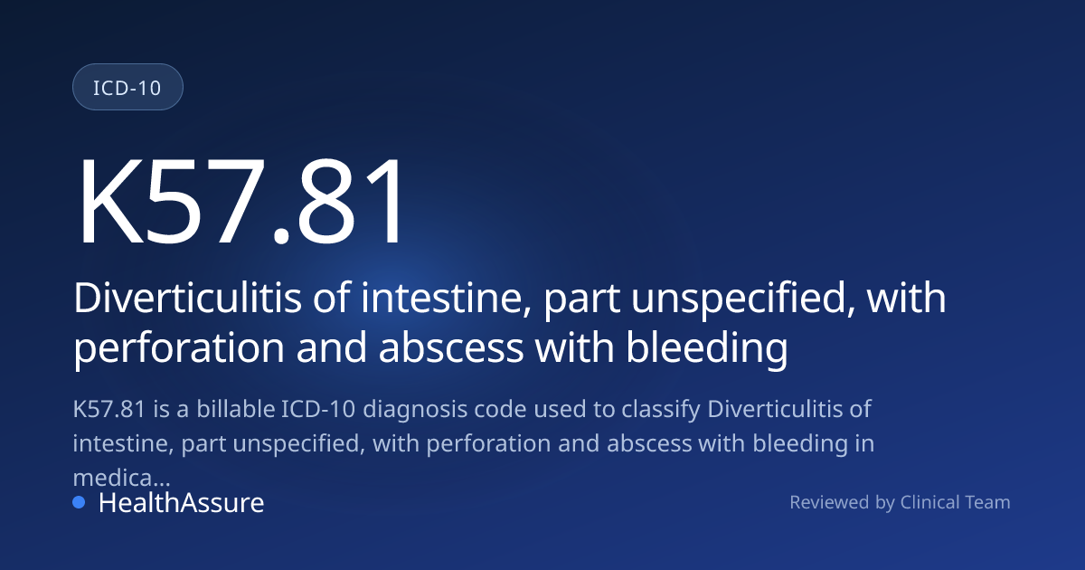 ICD-10 Code K57.81 for Diverticulitis of intestine, part unspecified ...
