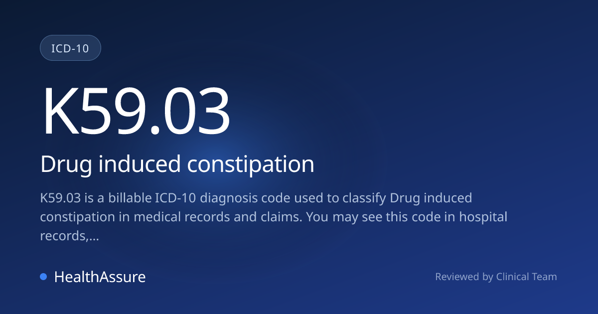 ICD-10 Code K59.03 for Drug induced constipation | HealthAssure
