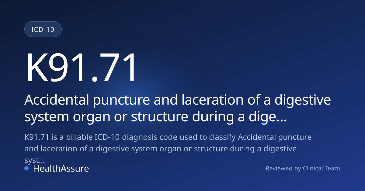 ICD-10 Code K91.71 for Accidental puncture and laceration of a ...