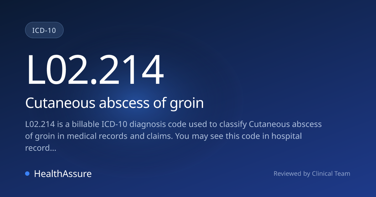ICD-10 Code L02.214 for Cutaneous abscess of groin | HealthAssure