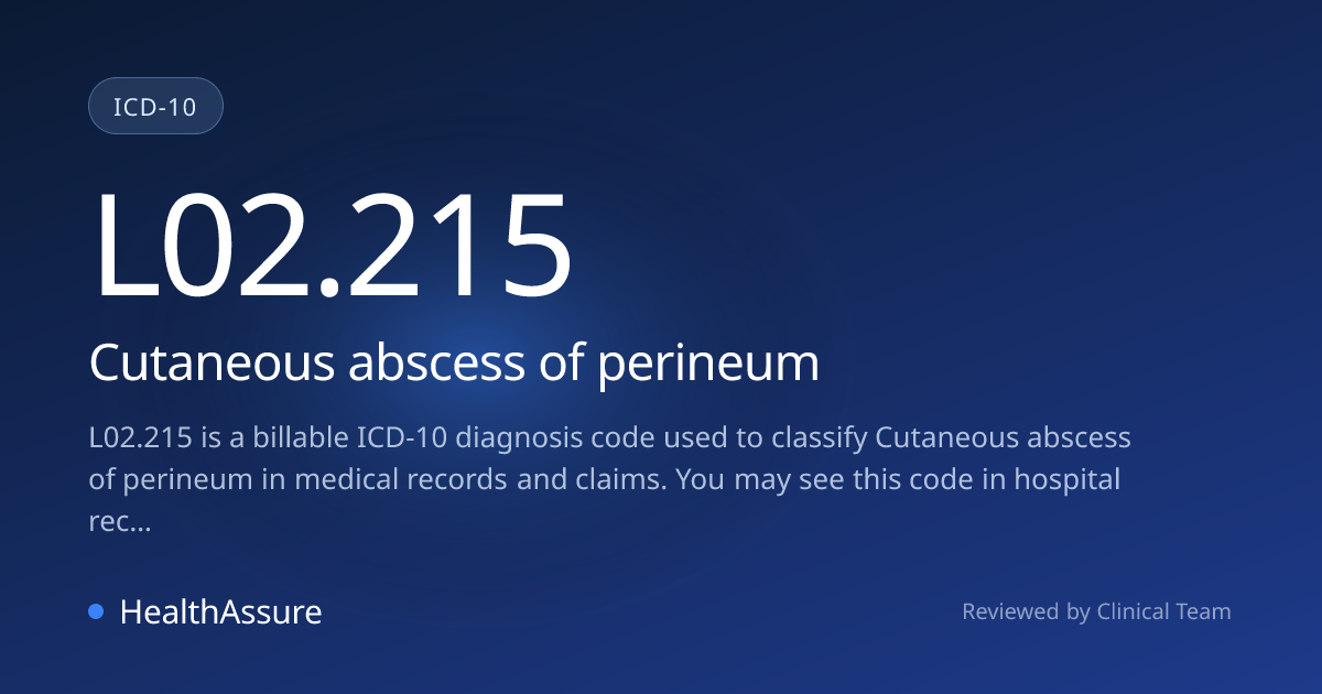 ICD-10 Code L02.215 for Cutaneous abscess of perineum | HealthAssure