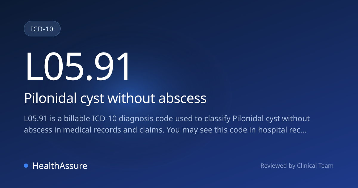 ICD-10 Code L05.91 for Pilonidal cyst without abscess | HealthAssure