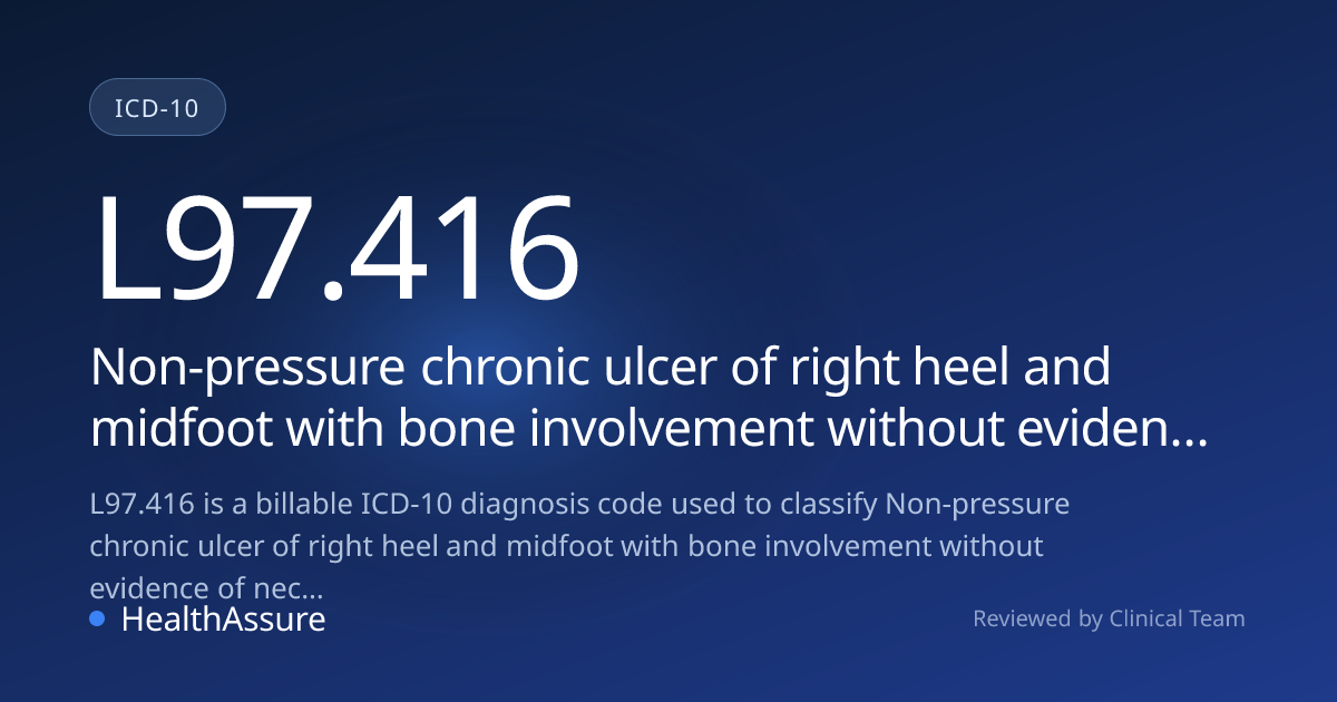 ICD-10 Code L97.416 for Non-pressure chronic ulcer of right heel and ...