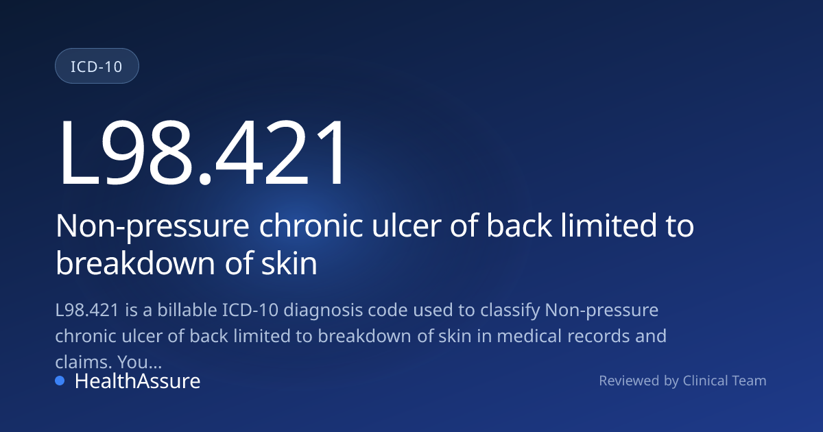 ICD-10 Code L98.421 for Non-pressure chronic ulcer of back limited to ...