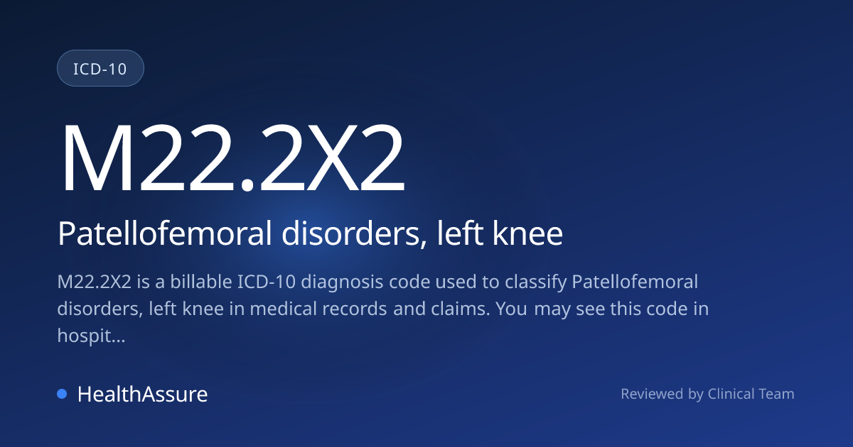ICD-10 Code M22.2X2 for Patellofemoral disorders, left knee | HealthAssure