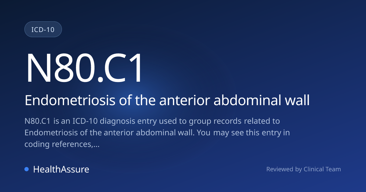 ICD-10 Code N80.C1 for Endometriosis of the anterior abdominal wall ...