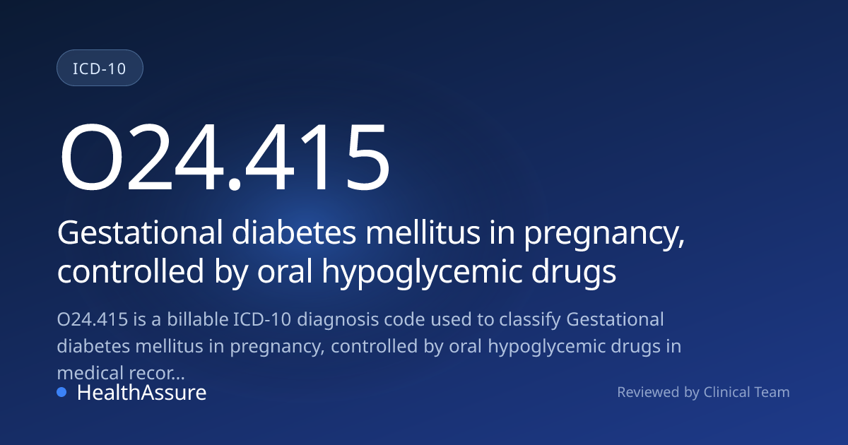 ICD-10 Code O24.415 for Gestational diabetes mellitus in pregnancy ...