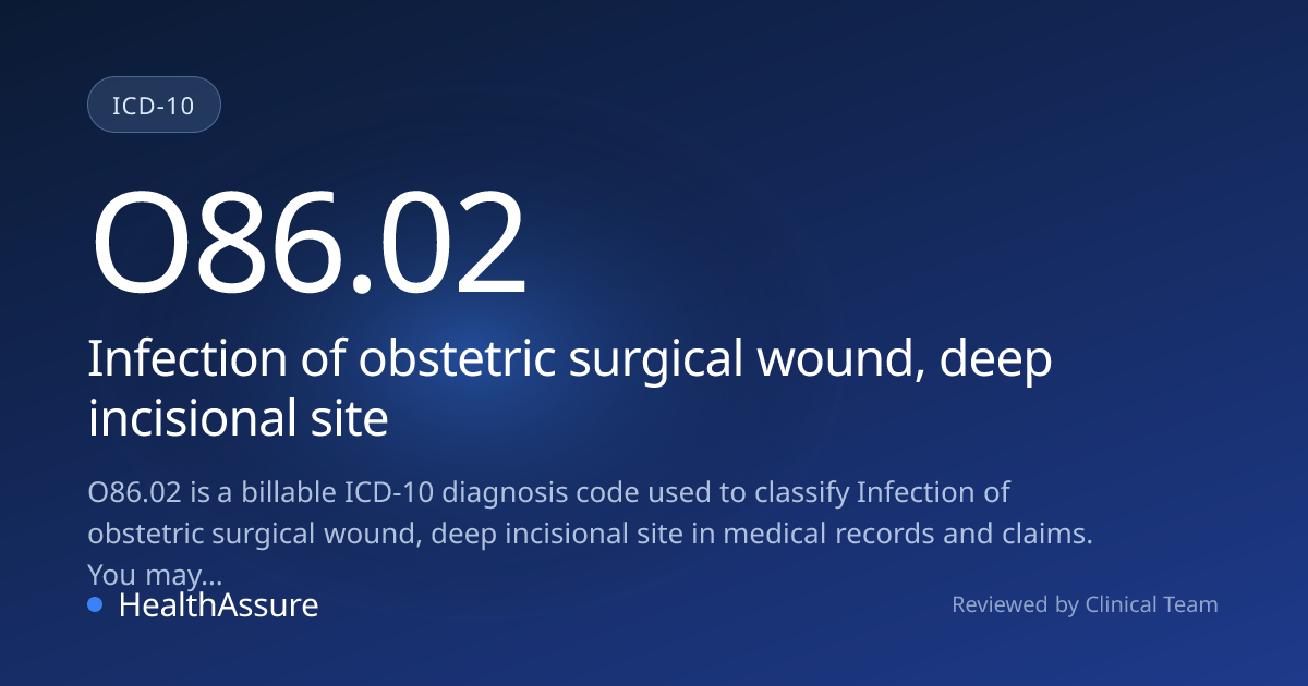 ICD-10 Code O86.02 for Infection of obstetric surgical wound, deep ...