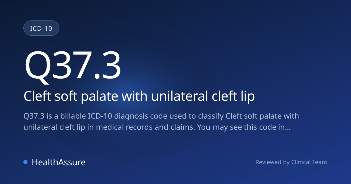 ICD-10 Code Q37.3 for Cleft soft palate with unilateral cleft lip ...