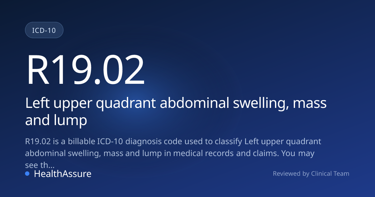 ICD-10 Code R19.02 for Left upper quadrant abdominal swelling, mass and ...