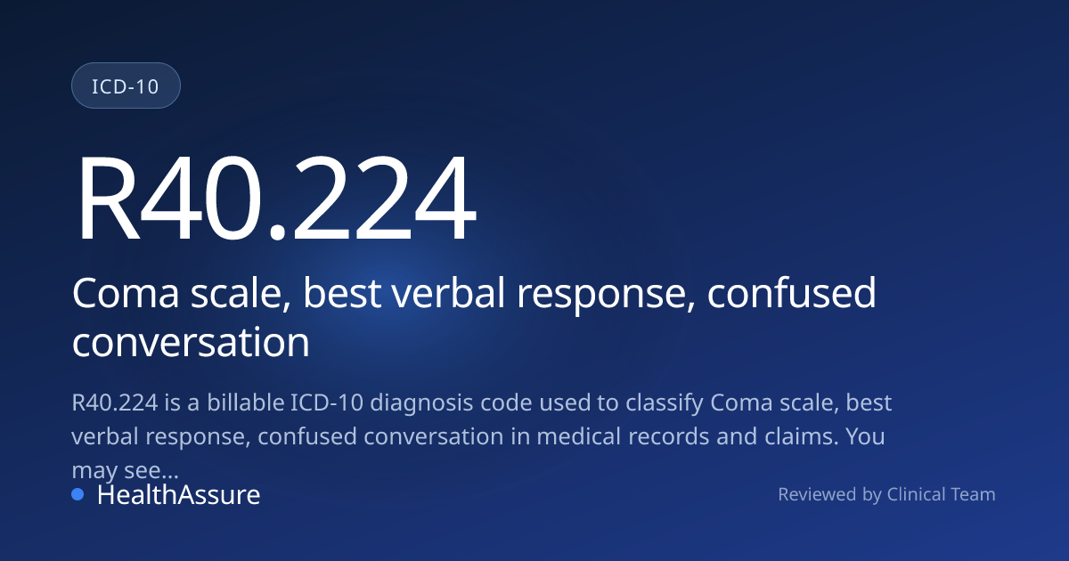 ICD-10 Code R40.224 for Coma scale, best verbal response, confused ...