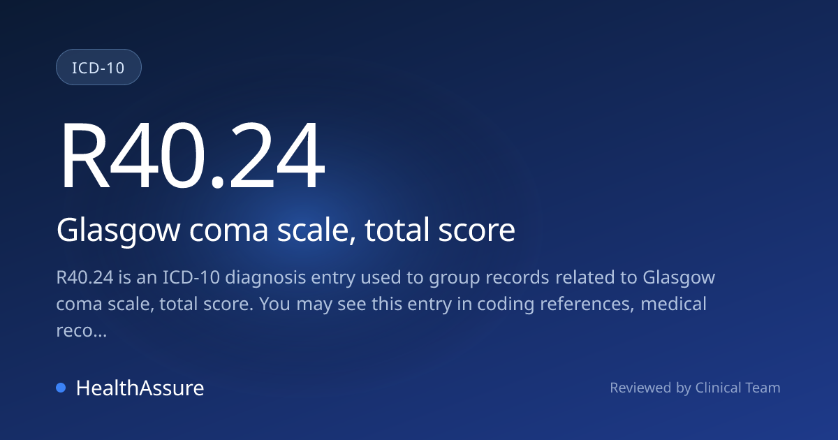 ICD-10 Code R40.24 for Glasgow coma scale, total score | HealthAssure