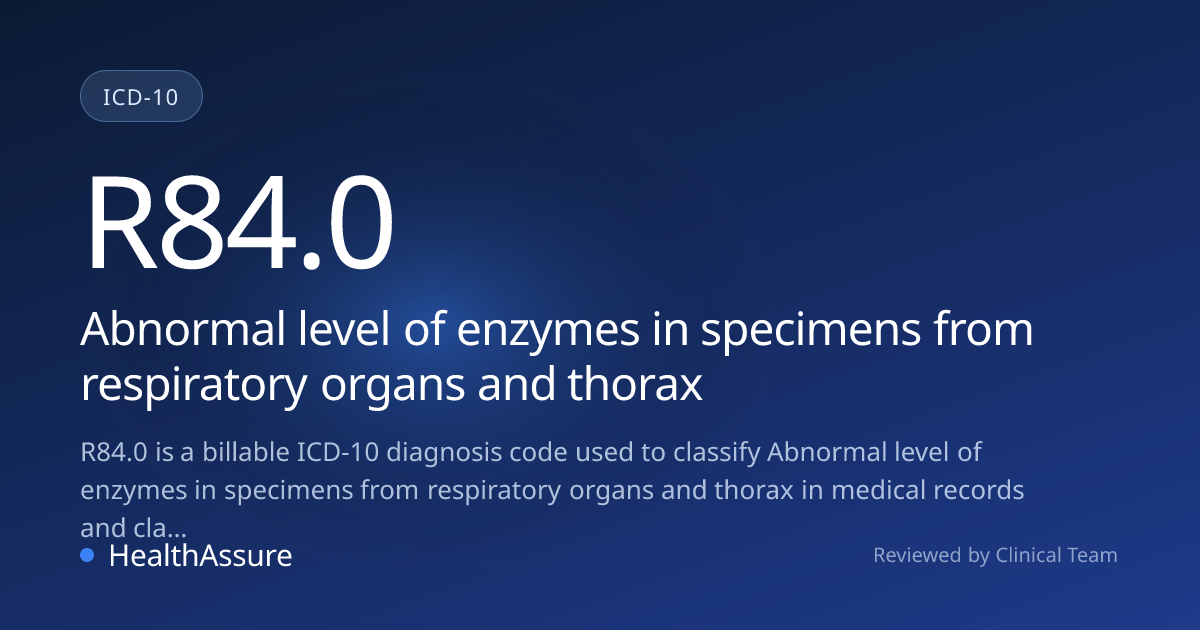 ICD-10 Code R84.0 for Abnormal level of enzymes in specimens from ...