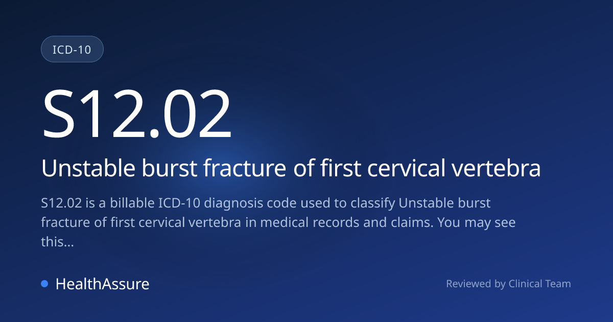 ICD-10 Code S12.02 for Unstable burst fracture of first cervical ...